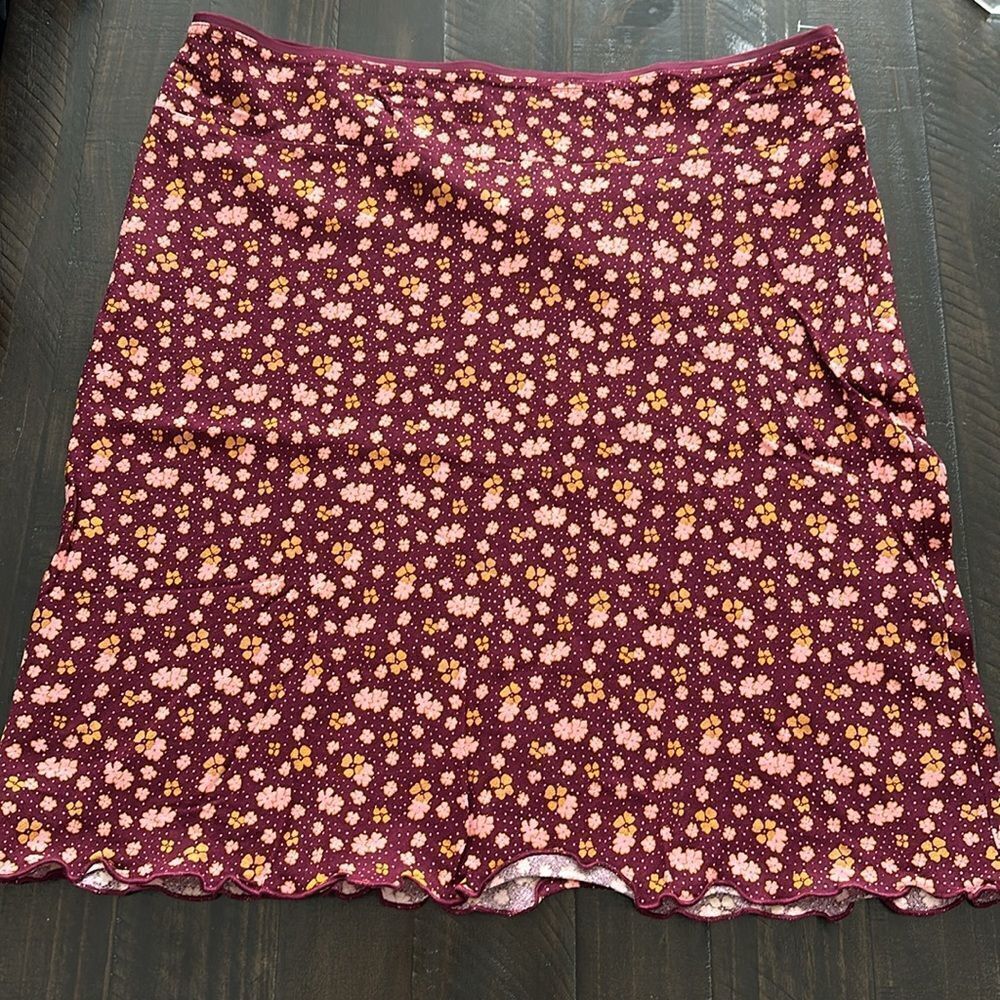 NWT Free People IRL Midi Skirt A Line Floral Ruffled Trim Viscose 6 Modest Chic - Picture 8 of 15
